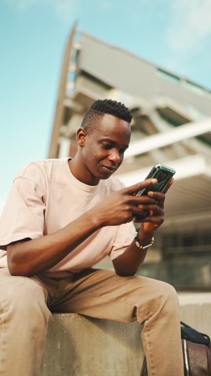 Student buying exam PINs on campus with Airkobo